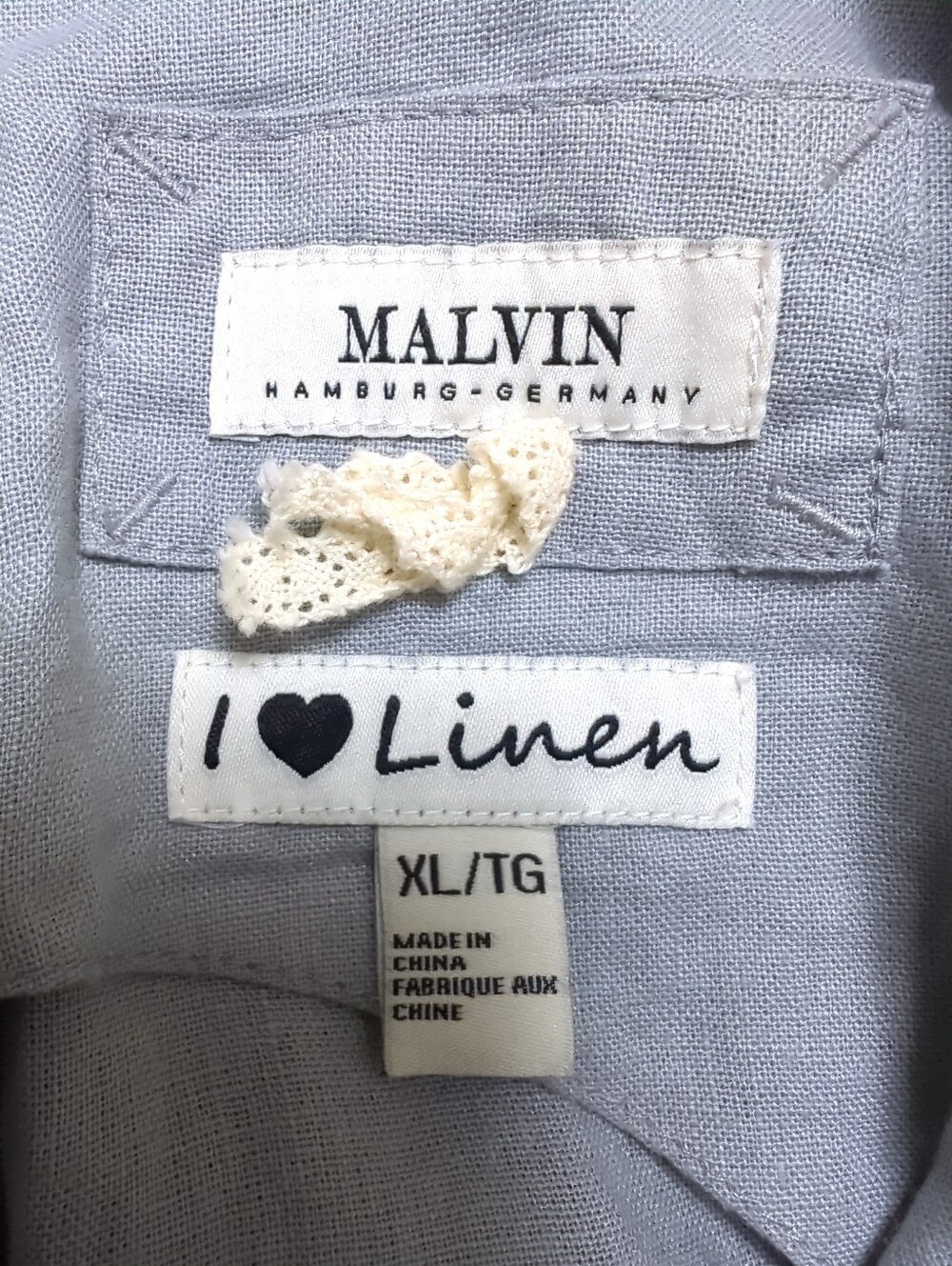 Malvin Germany Linen Ramie Tie Front Midi Dresss Grey Blue Coastal Minimalist XL - Picture 7 of 8